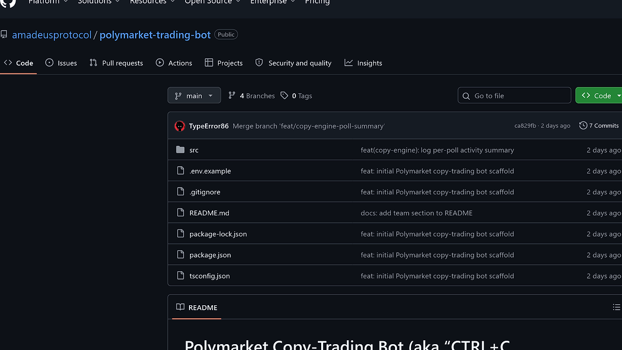 Polymarket Copy-Trading Bot screenshot