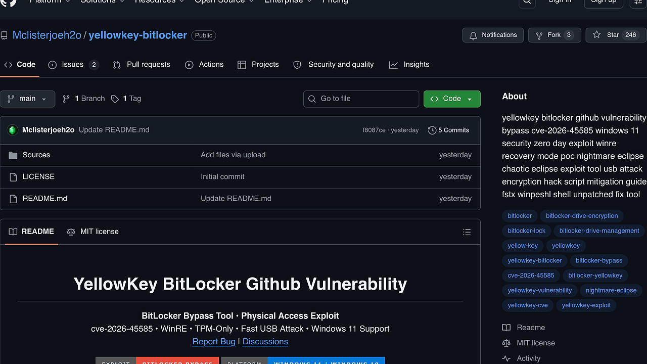 YellowKey BitLocker screenshot