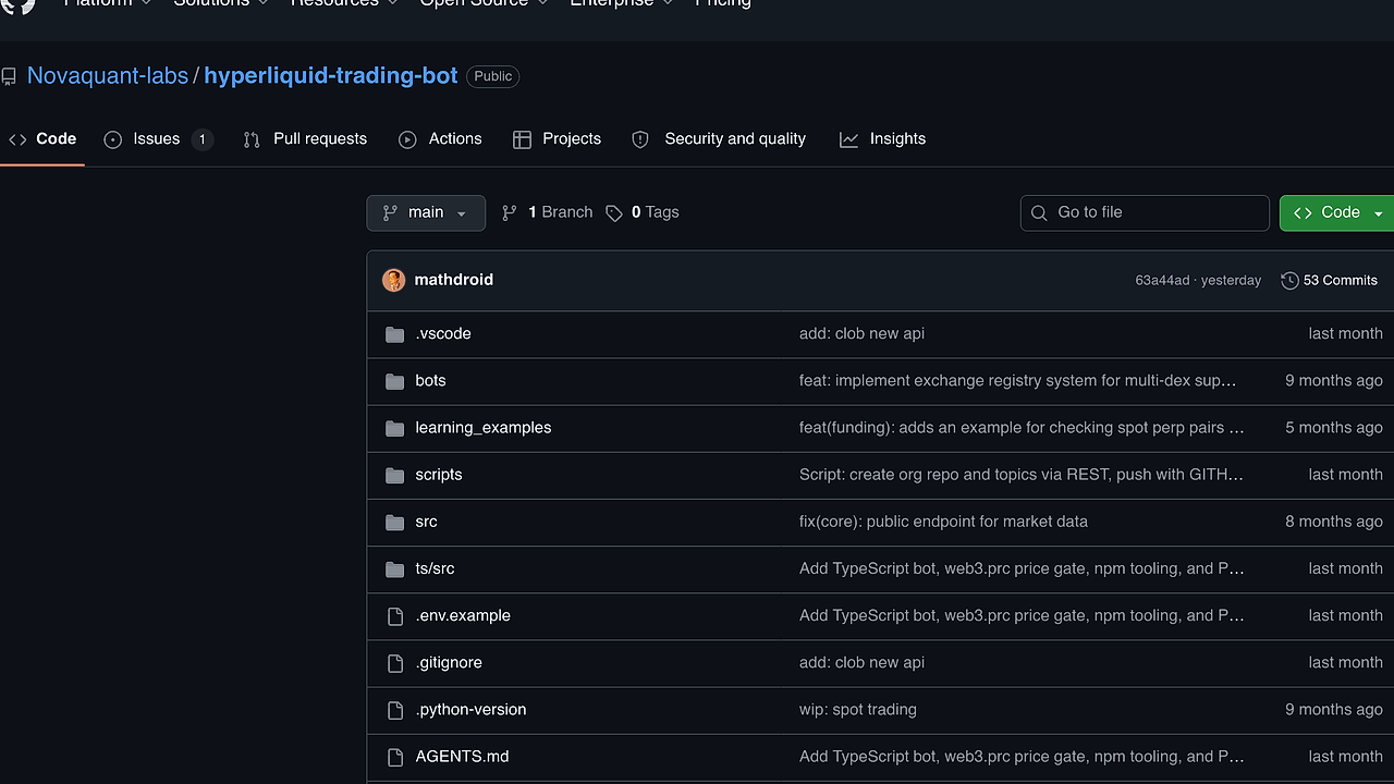 Hyperliquid Grid Trading Bot screenshot