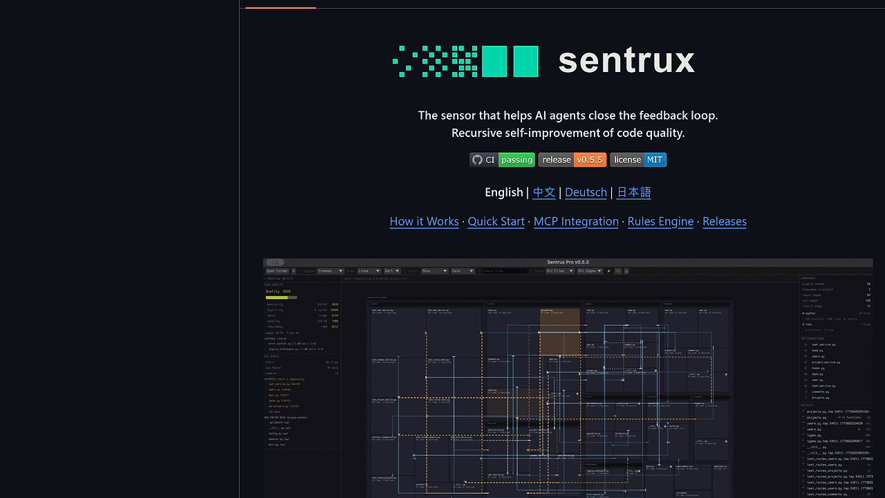 Sentrux screenshot