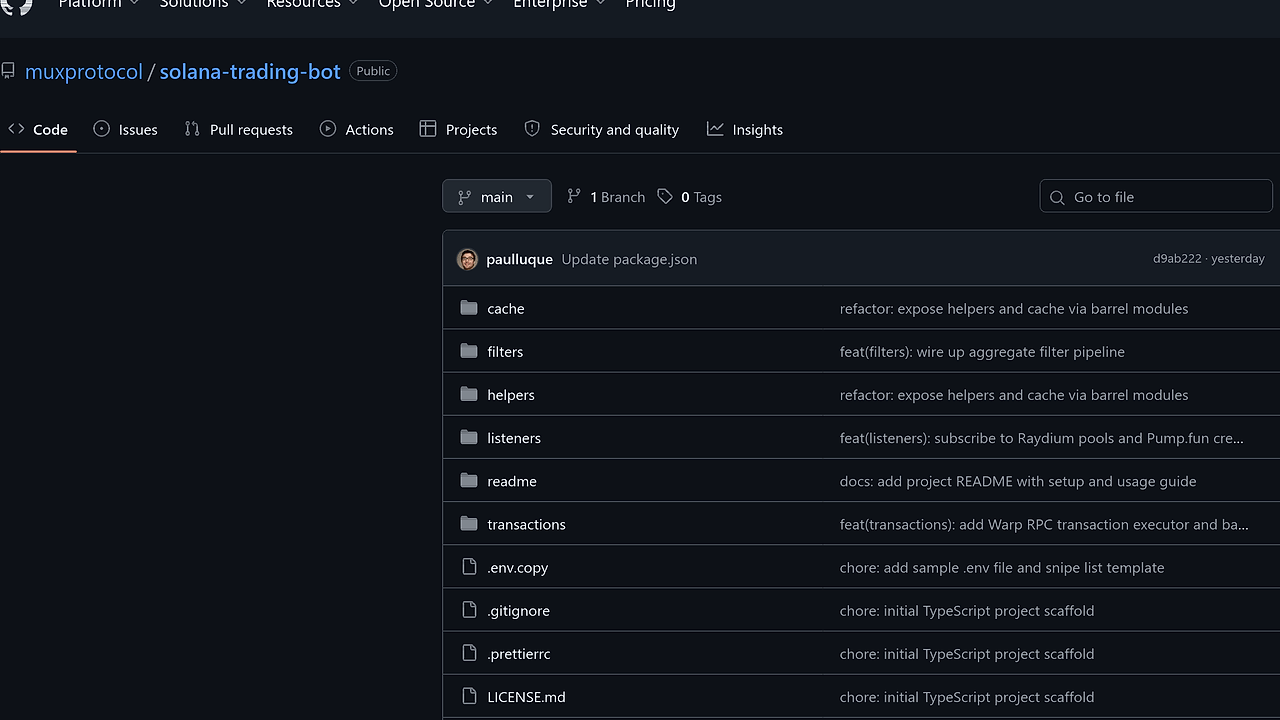 Solana Trading Bot screenshot