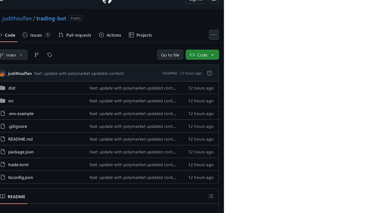 Polymarket Trading Bot screenshot