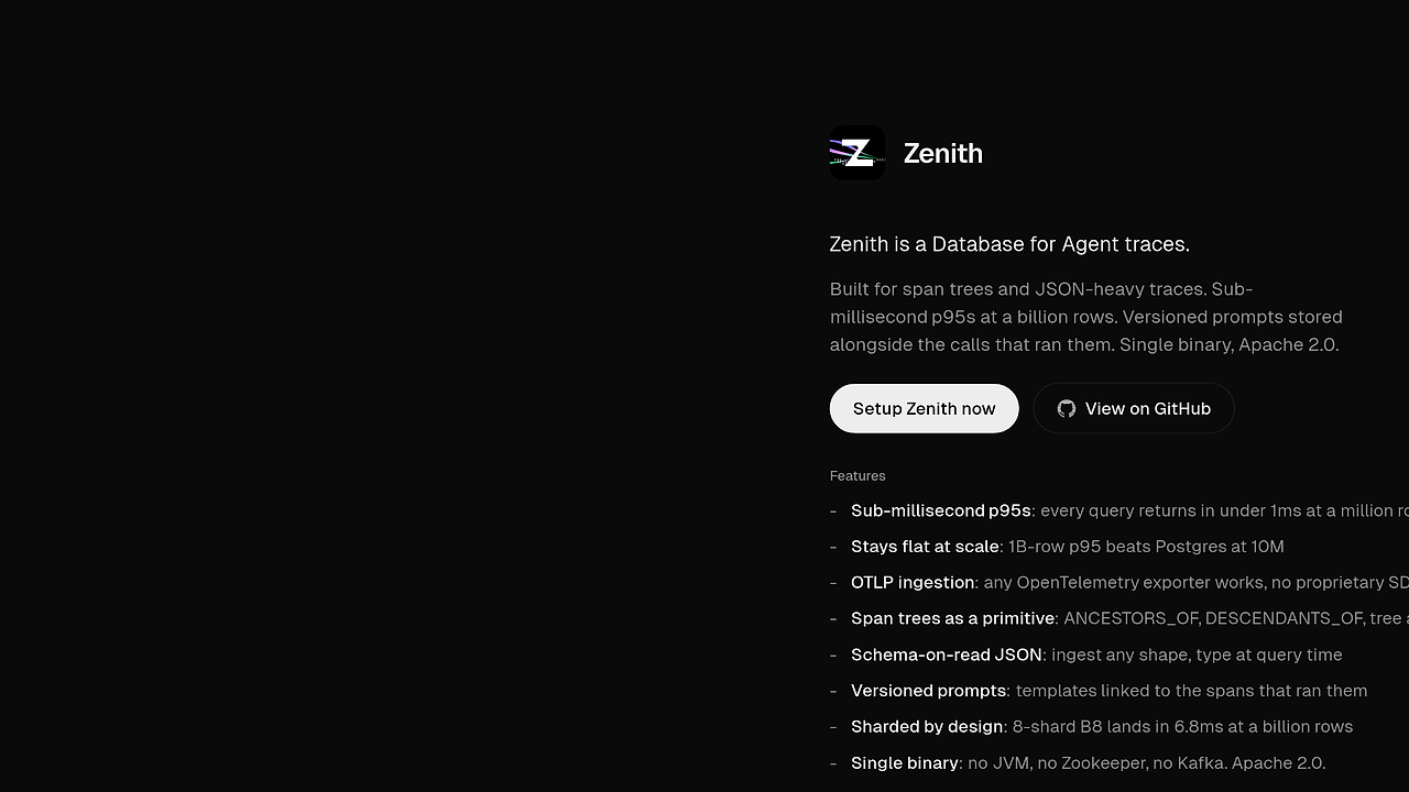 ZenithDB screenshot